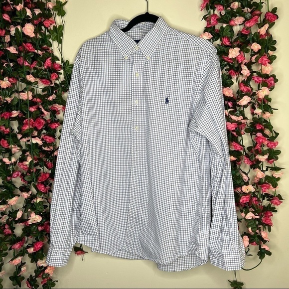 Ralph Lauren Blue Label Other - 🌹Ralph Lauren Blue White Plaid Button Up Shirt Mens Large Casual Shirt Work